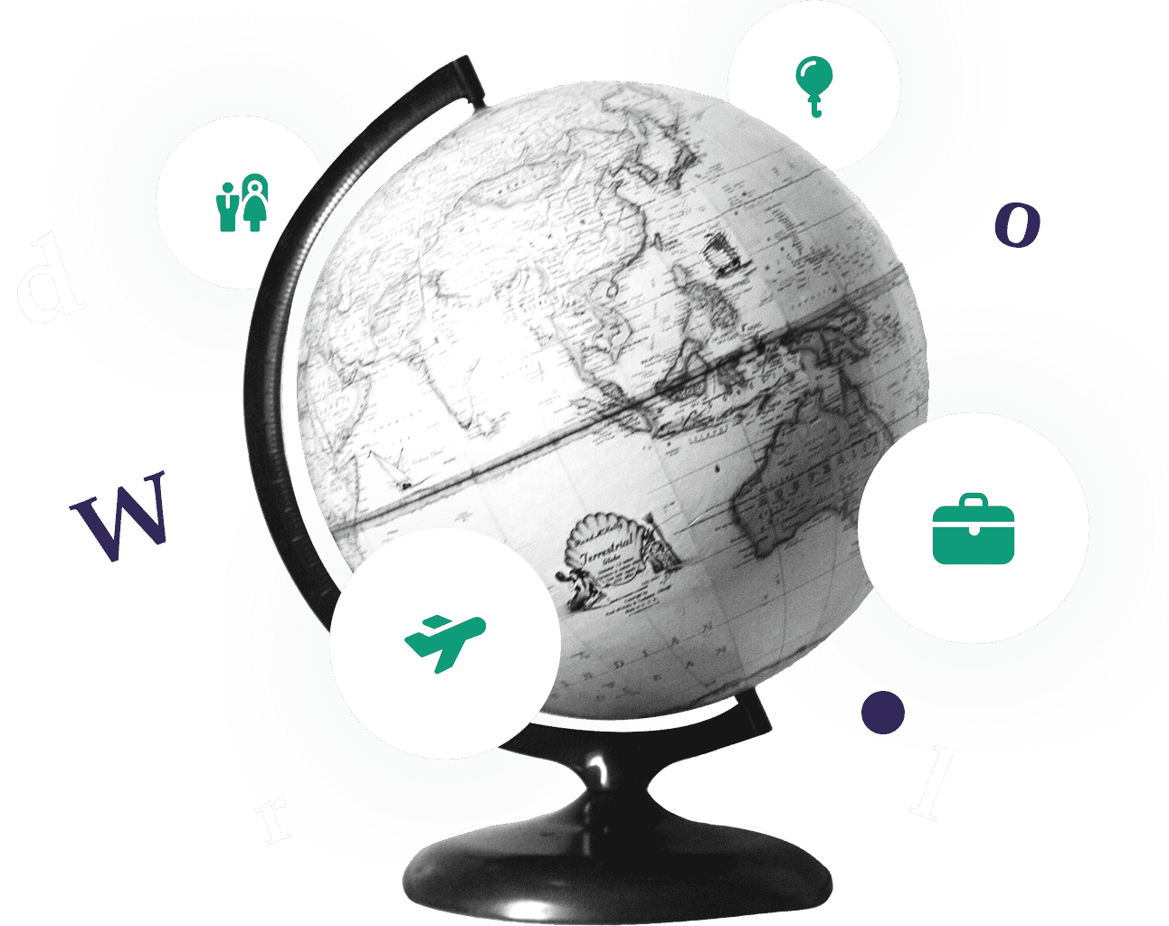 Sprachreise Globale Erkundung Welt GlobeTravel Vokabellernen Reise des Lernens Geografisches Lernen